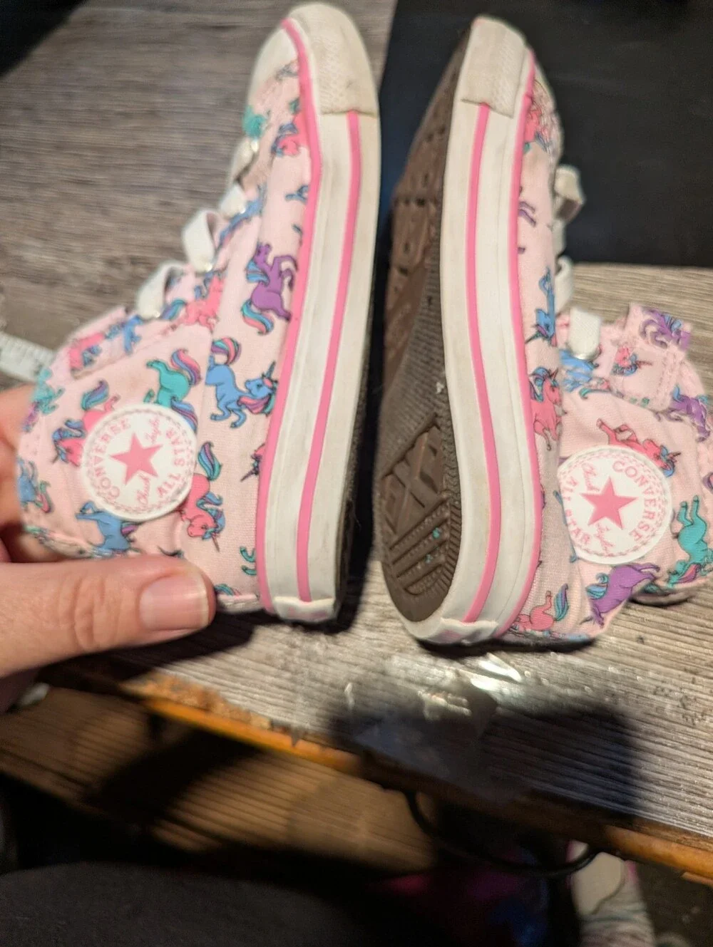 Converse Toddler High Tops Pink With Unicorns Velcro Close Size 10